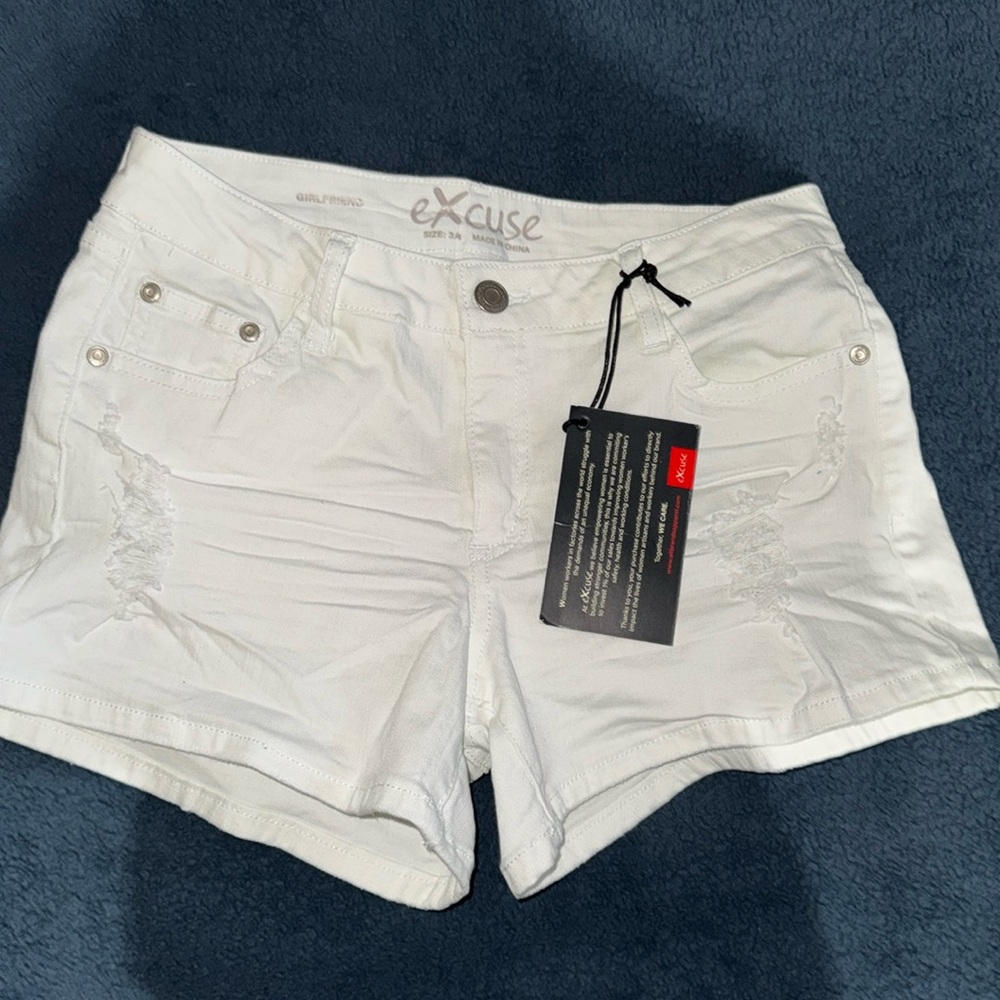 White jean shorts